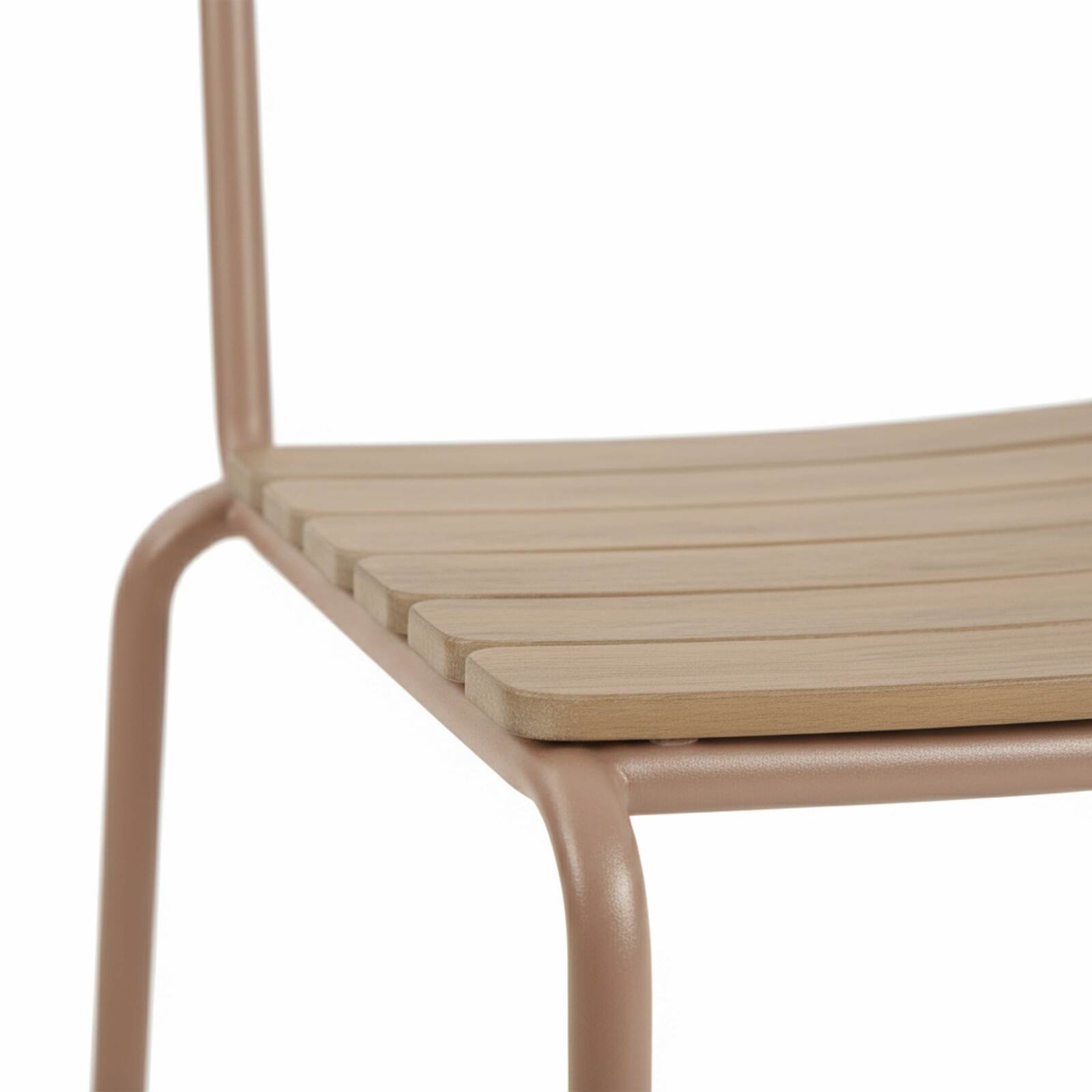 Mesa de jardín efecto madera de metal y polywood 180x90 cm y 8 sillas