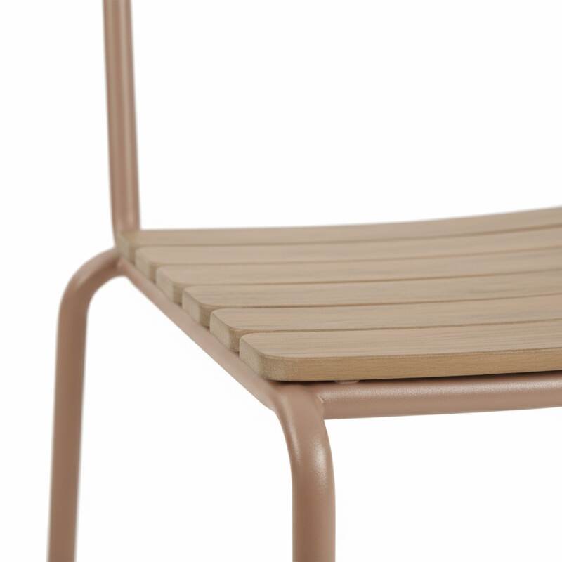 Mesa de jardín efecto madera de metal y polywood 180x90 cm y 8 sillas (5/6)