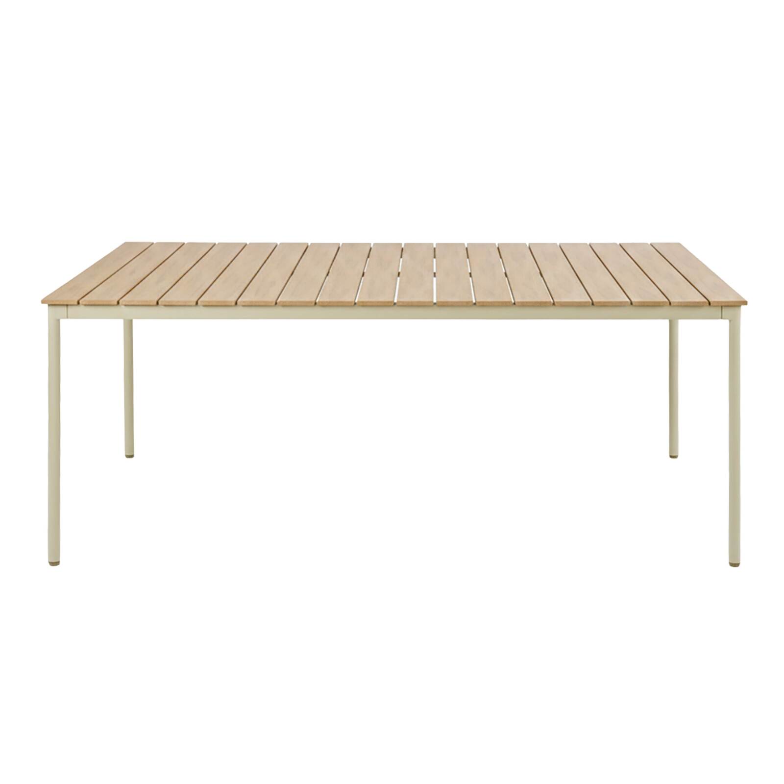 Mesa de jardín efecto madera de metal y polywood 8 personas 180x90 cm