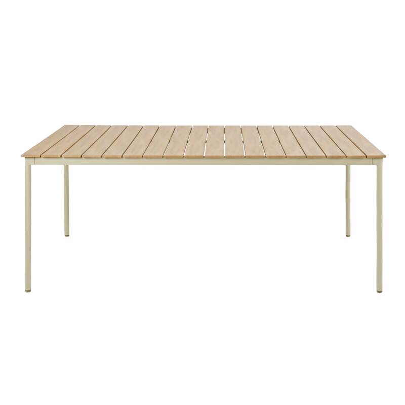 Mesa de jardín efecto madera de metal y polywood 8 personas 180x90 cm (3/5)