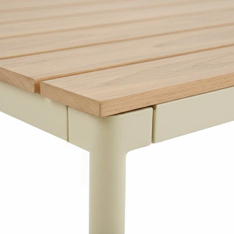 Mesa de jardín efecto madera de metal y polywood 8 personas 180x90 cm (2/5)