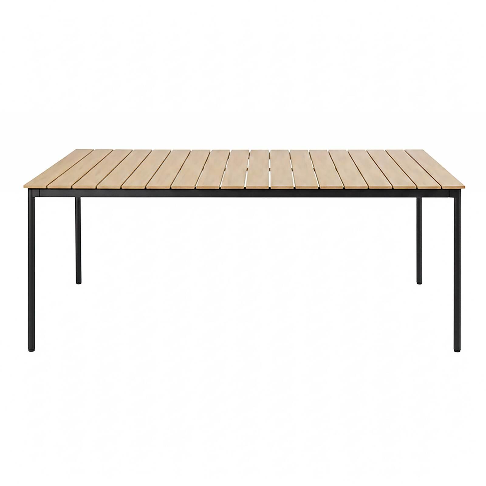 Mesa de jardín efecto madera de metal y polywood 8 personas 180x90 cm