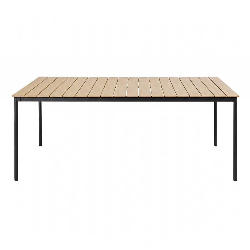 Mesa de jardín efecto madera de metal y polywood 8 personas 180x90 cm