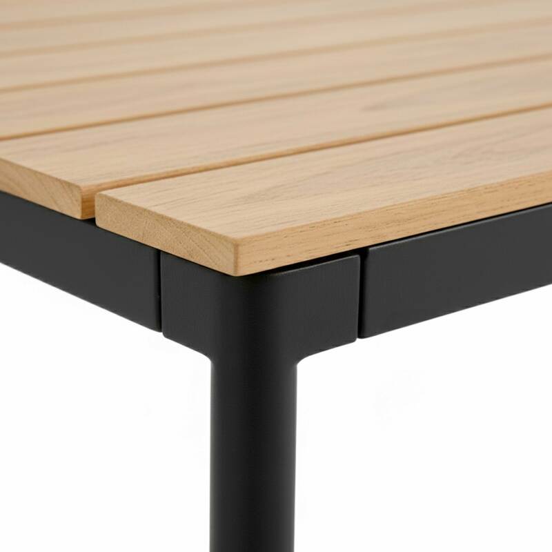 Mesa de jardín efecto madera de metal y polywood 8 personas 180x90 cm (2/6)