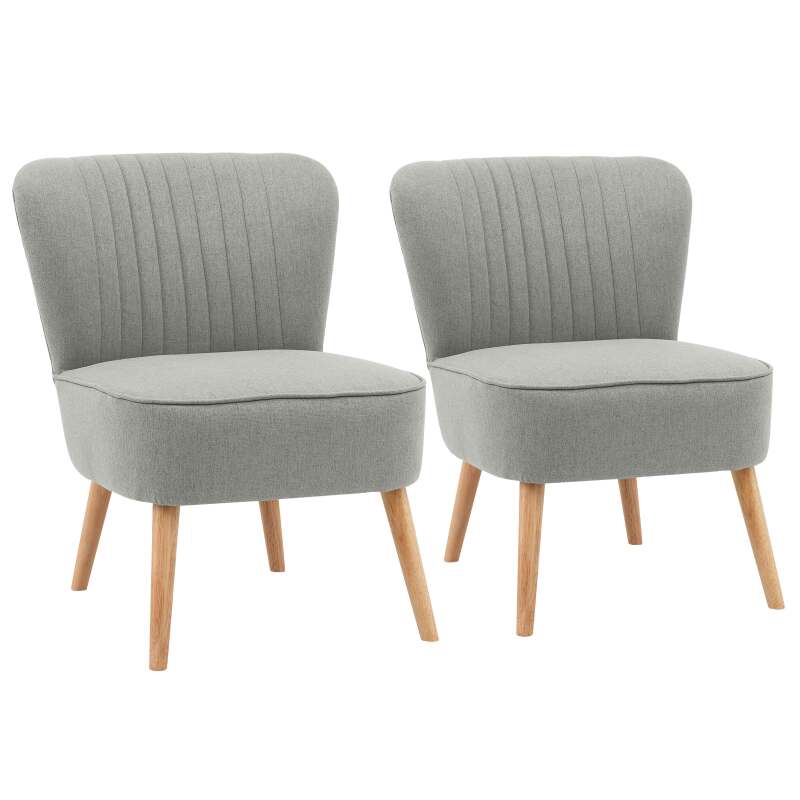 Sillones sapo de tela y madera - Lote de 2