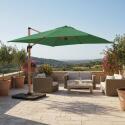 Parasol excéntrico 3x3 m cuadrado inclinable giratorio 360° y 4 losas de lastre rellenables