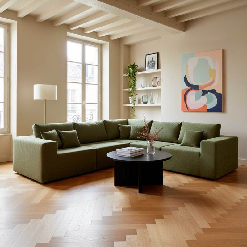 Mesa de centro efecto madera redonda  Ø80 x 45 cm (6/7)