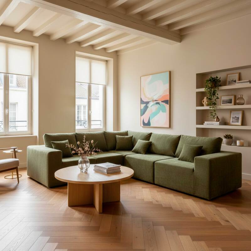 Mesa de centro efecto madera redonda  Ø80 x 45 cm (7/8)