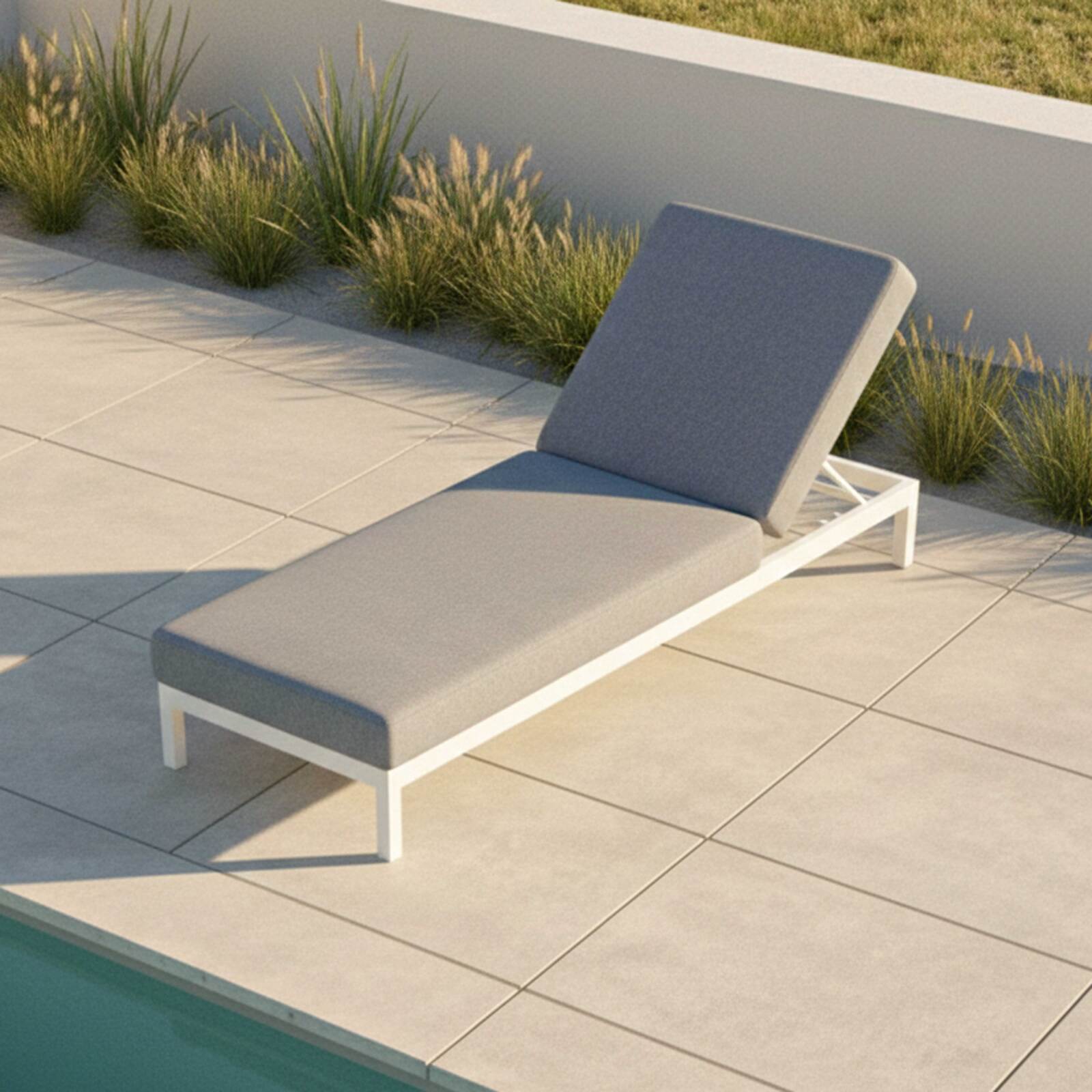 Tumbona de aluminio reclinable 5 posiciones con cojín