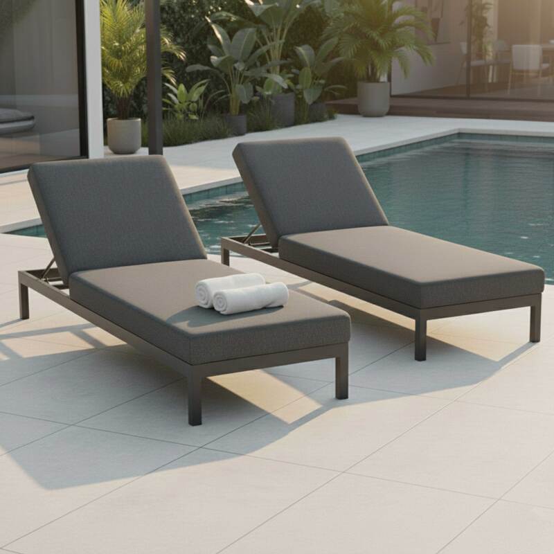 Tumbonas de aluminio reclinables 5 posiciones con cojín - Lote de 2