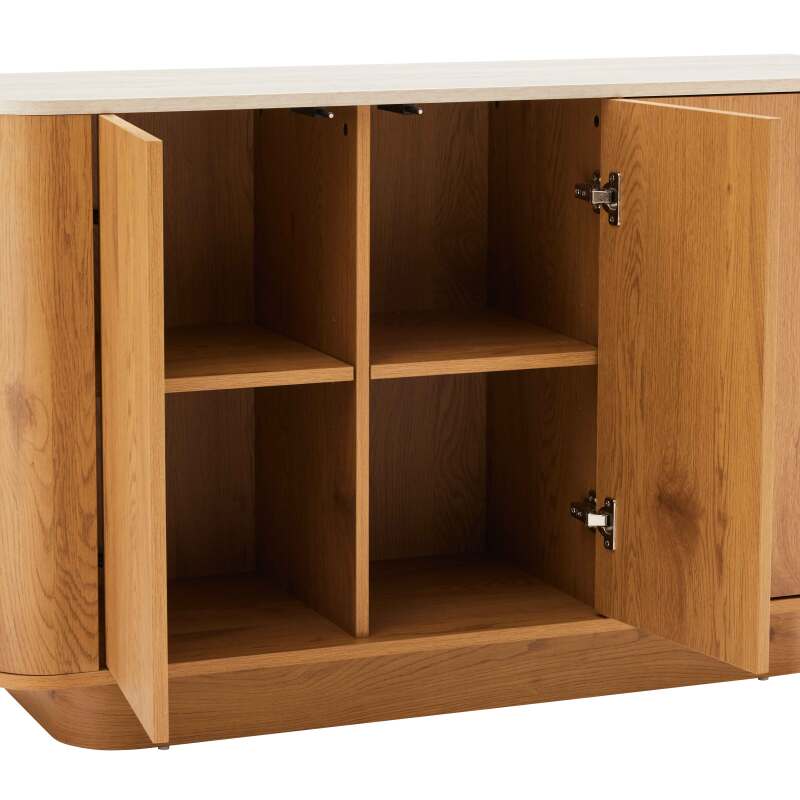 Aparador efecto madera FSC® 3 puertas 120 cm estilo escandinavo (6/7)