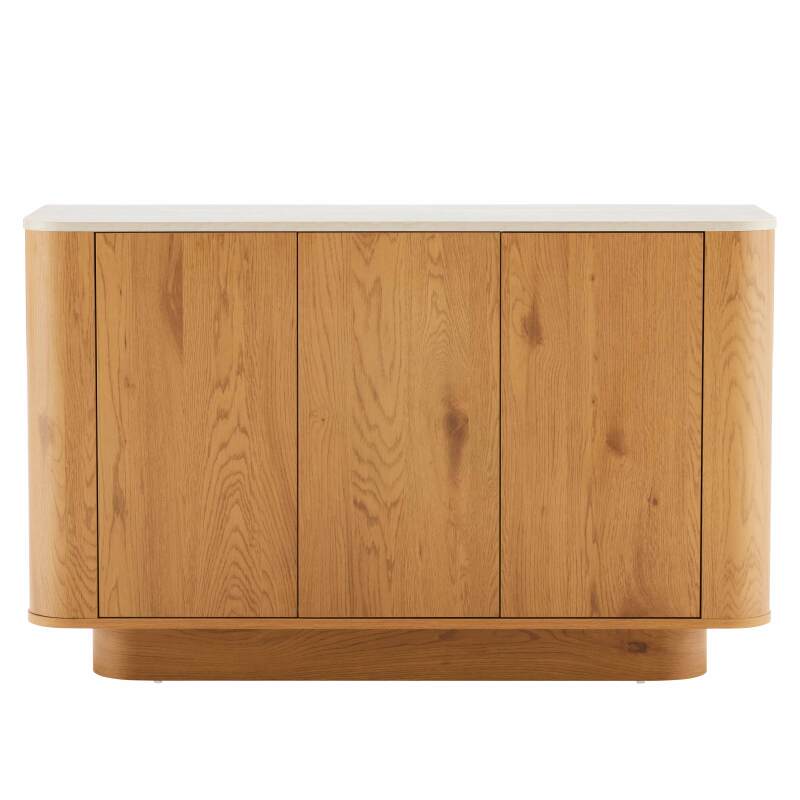 Aparador efecto madera FSC® 3 puertas 120 cm estilo escandinavo (2/7)