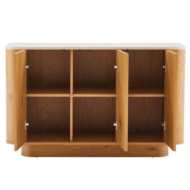 Aparador efecto madera FSC® 3 puertas 120 cm estilo escandinavo (3/7)