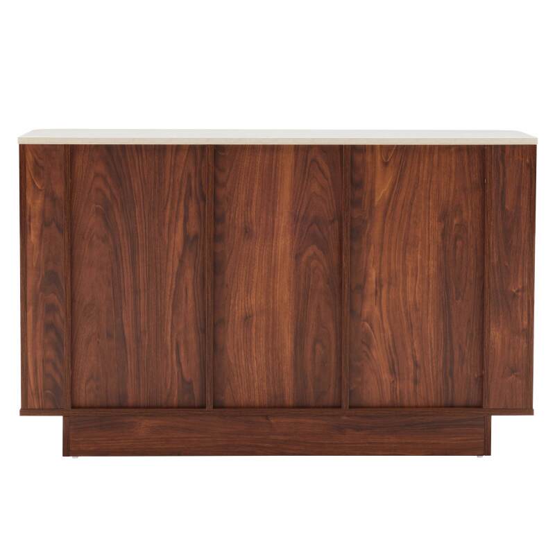 Aparador efecto madera FSC® 3 puertas 120 cm estilo escandinavo (4/7)