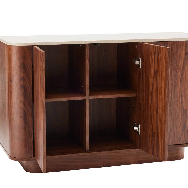 Aparador efecto madera FSC® 3 puertas 120 cm estilo escandinavo (6/7)