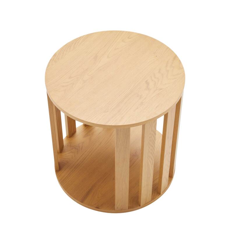 Mesa de centro efecto madera FSC® redonda Ø50 cm (4/7)