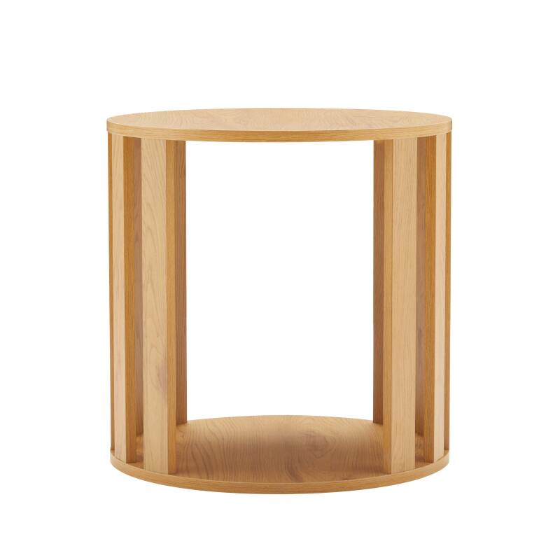 Mesa de centro efecto madera FSC® redonda Ø50 cm (3/7)