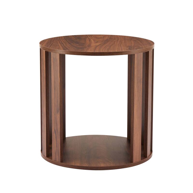 Mesa de centro efecto madera FSC® redonda Ø50 cm (3/7)