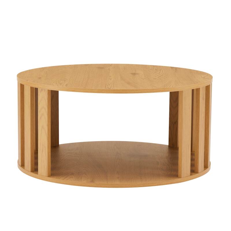 Mesa de centro efecto madera FSC® redonda Ø75 cm (2/7)