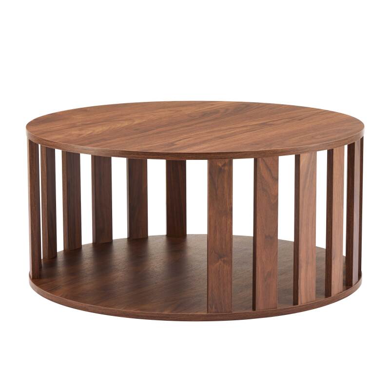 Mesa de centro efecto madera FSC® redonda Ø75 cm
