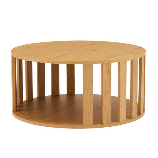 Mesa de centro efecto madera  redonda Ø75 cm | Oviala