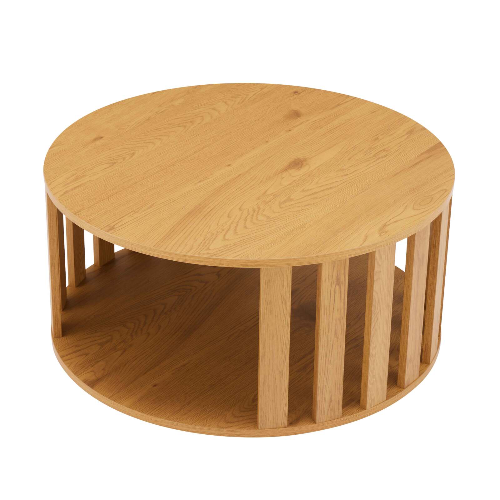 Mesa de centro efecto madera FSC® redonda Ø75 cm