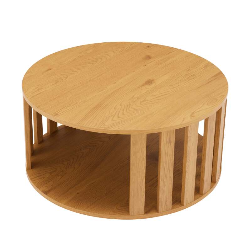 Mesa de centro efecto madera FSC® redonda Ø75 cm (4/7)
