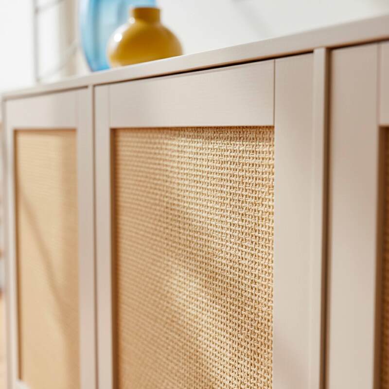 Aparador efecto madera FSC® 3 puertas 160 cm estilo escandinavo (2/8)