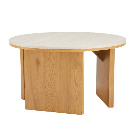 Mesa de centro efecto madera redonda Ø80 cm | Oviala