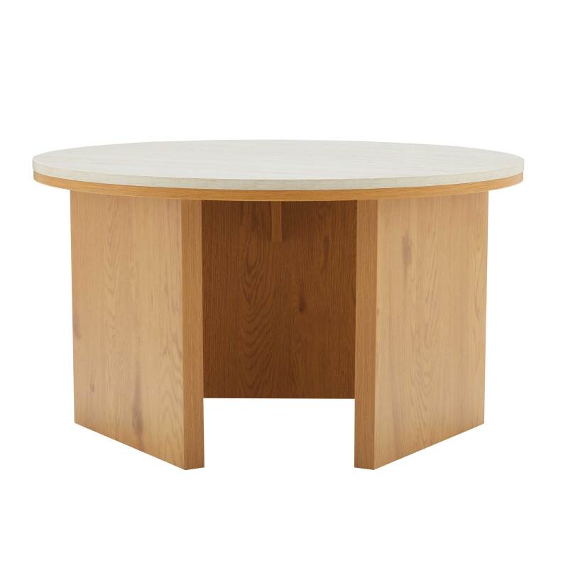 Mesa de centro efecto madera FSC® redonda Ø80 cm (3/7)