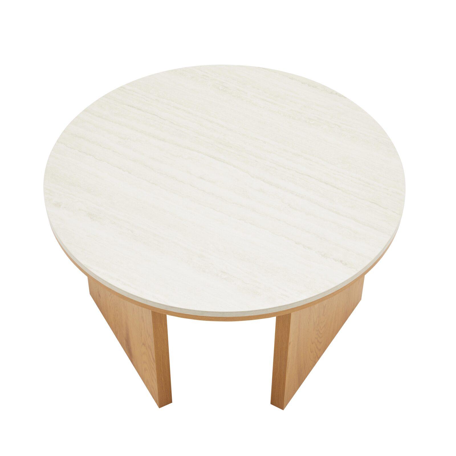 Mesa de centro efecto madera FSC® redonda Ø80 cm