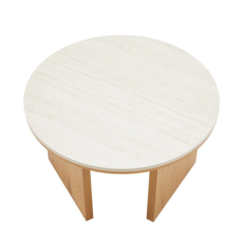 Mesa de centro efecto madera FSC® redonda Ø80 cm (4/7)