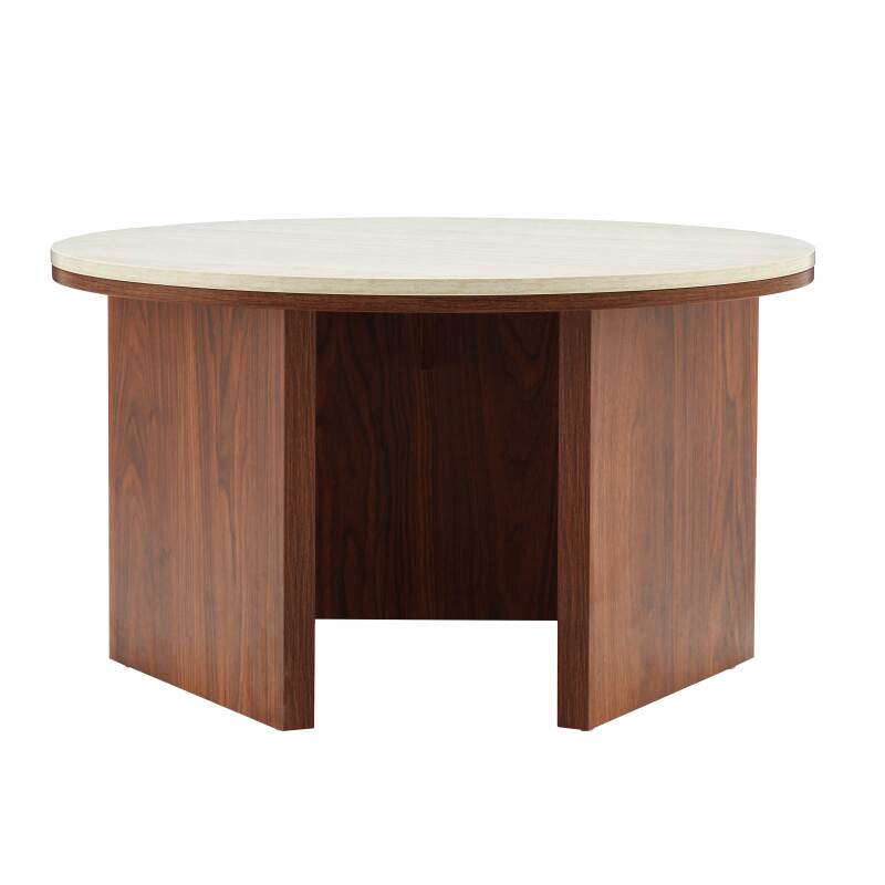 Mesa de centro efecto madera FSC® redonda Ø80 cm (3/7)