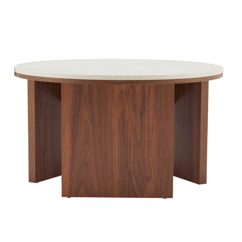 Mesa de centro efecto madera FSC® redonda Ø80 cm (2/7)