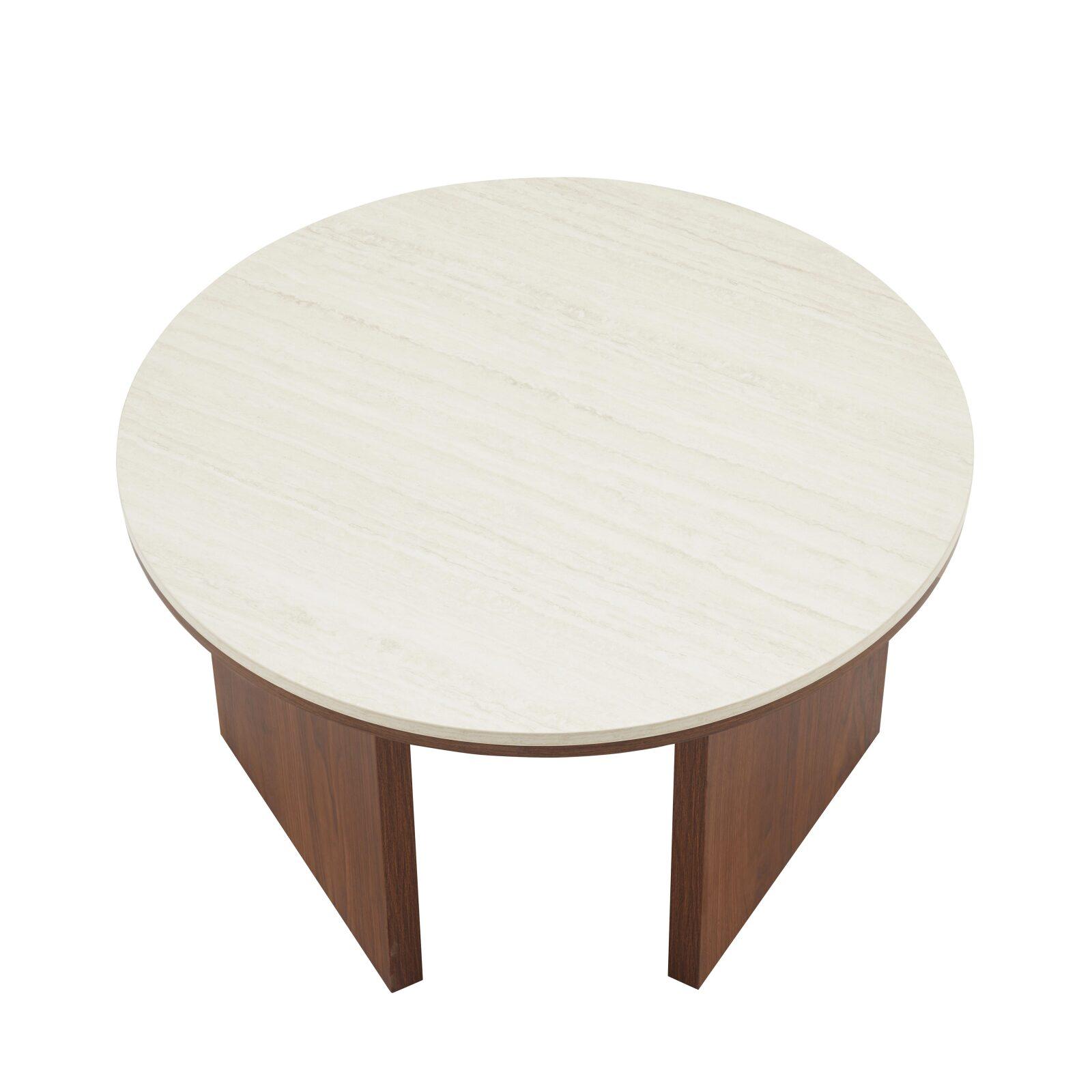Mesa de centro efecto madera FSC® redonda Ø80 cm