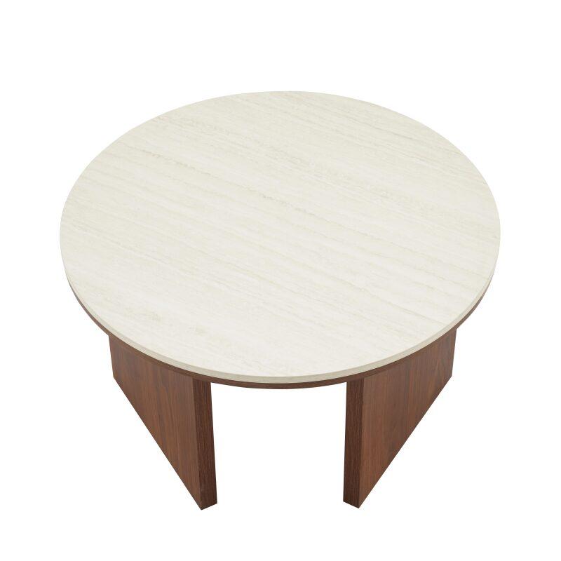 Mesa de centro efecto madera FSC® redonda Ø80 cm (4/7)