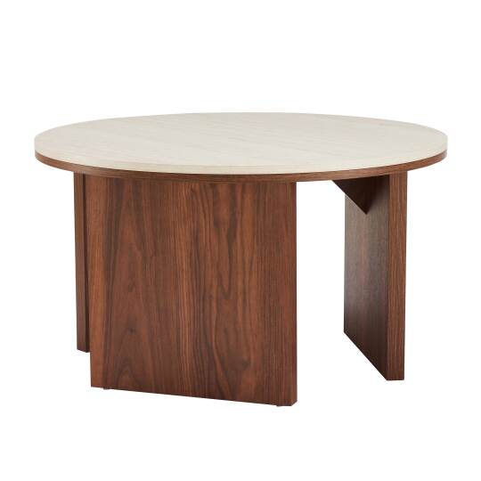 Mesa de centro efecto madera FSC® redonda Ø80 cm | Oviala