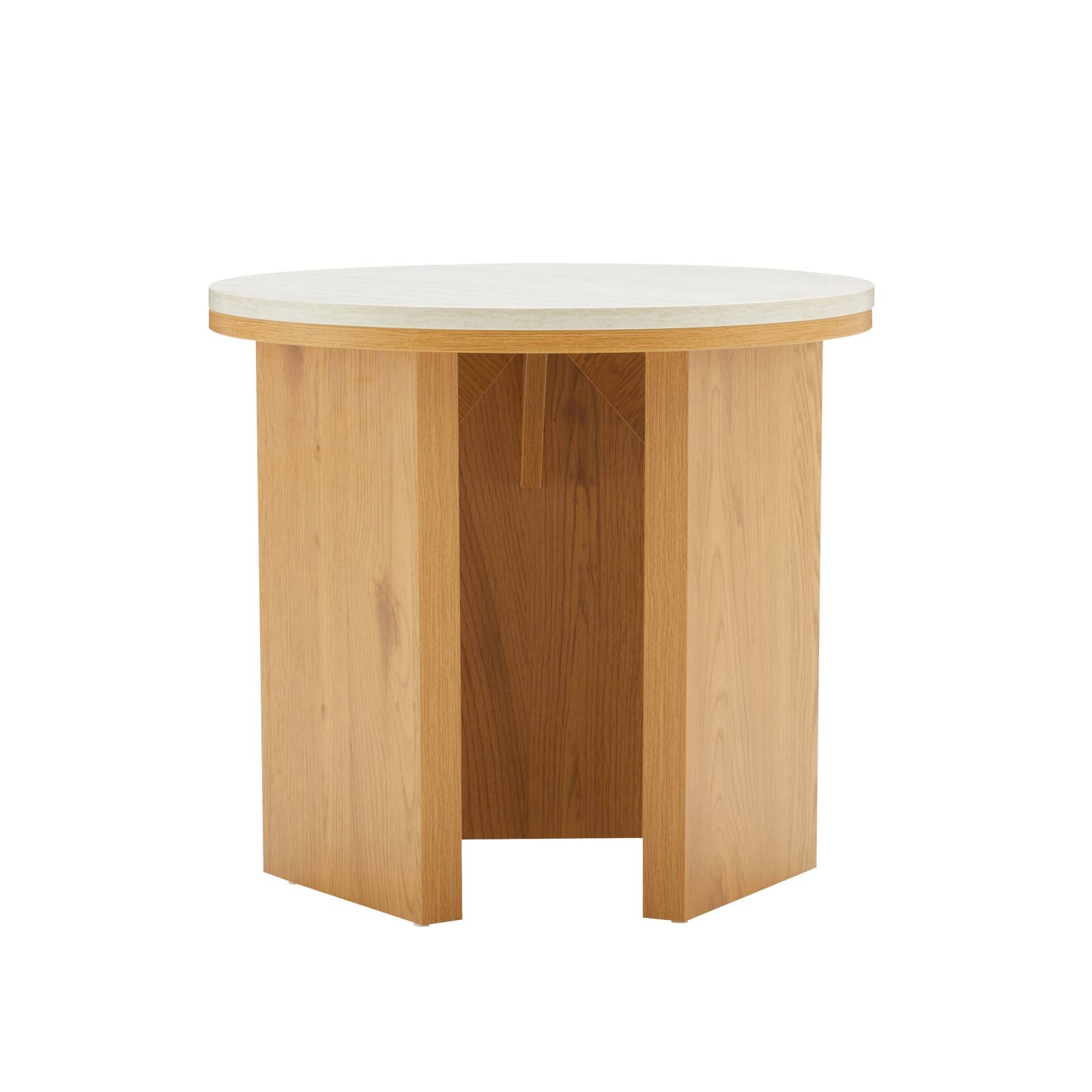 Mesa de centro efecto madera FSC® redonda Ø50 cm