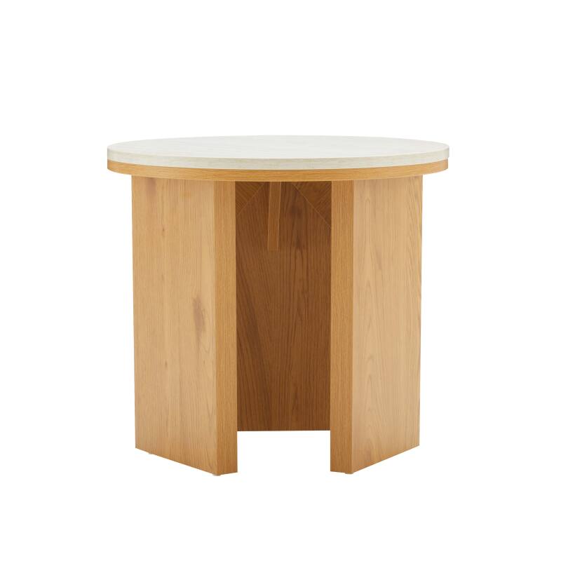 Mesa de centro efecto madera FSC® redonda Ø50 cm (3/7)