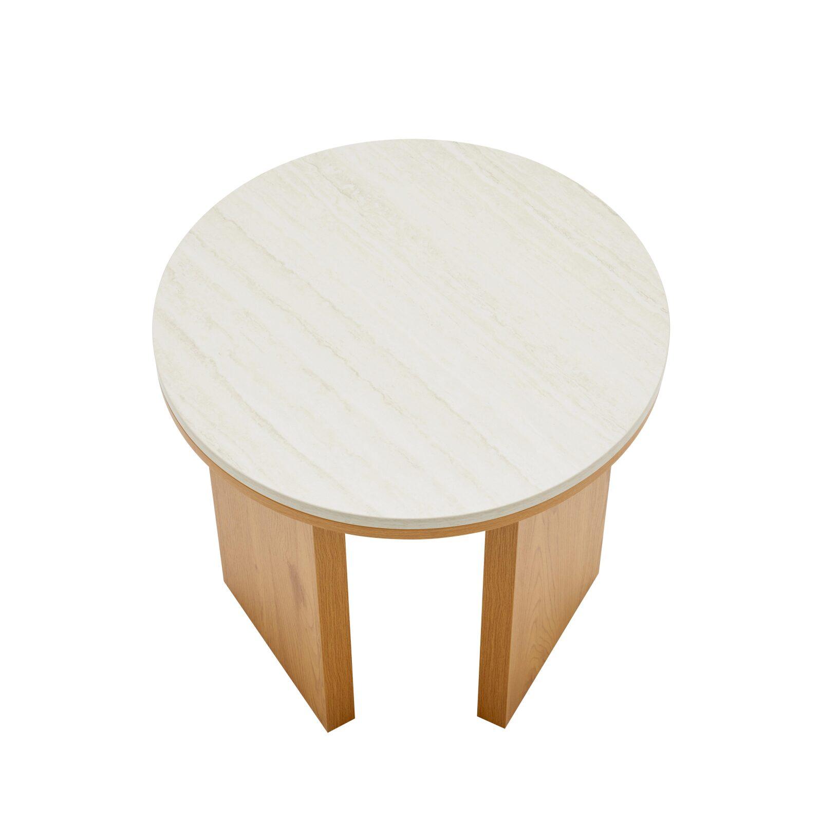 Mesa de centro efecto madera FSC® redonda Ø50 cm