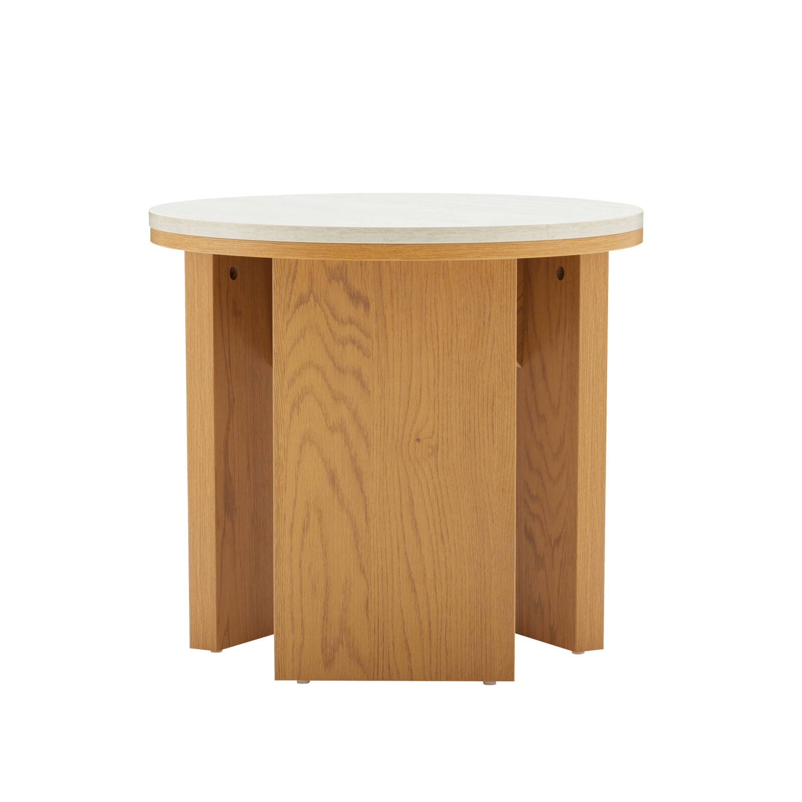 Mesa de centro efecto madera FSC® redonda Ø50 cm