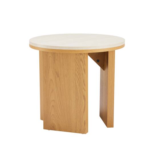 Mesa de centro efecto madera redonda Ø50 cm | Oviala