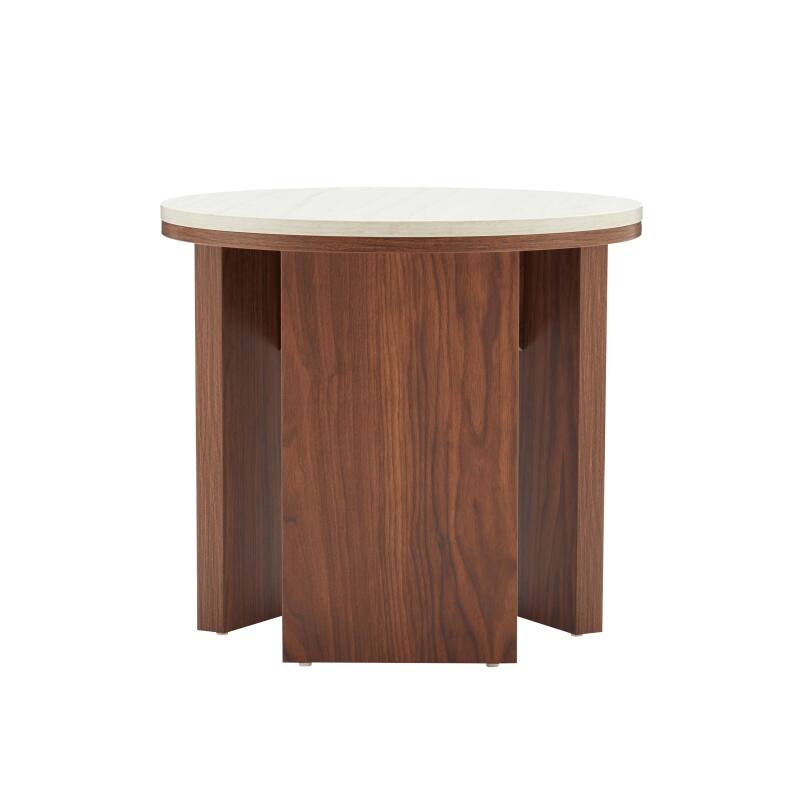 Mesa de centro efecto madera FSC® redonda Ø50 cm (2/7)