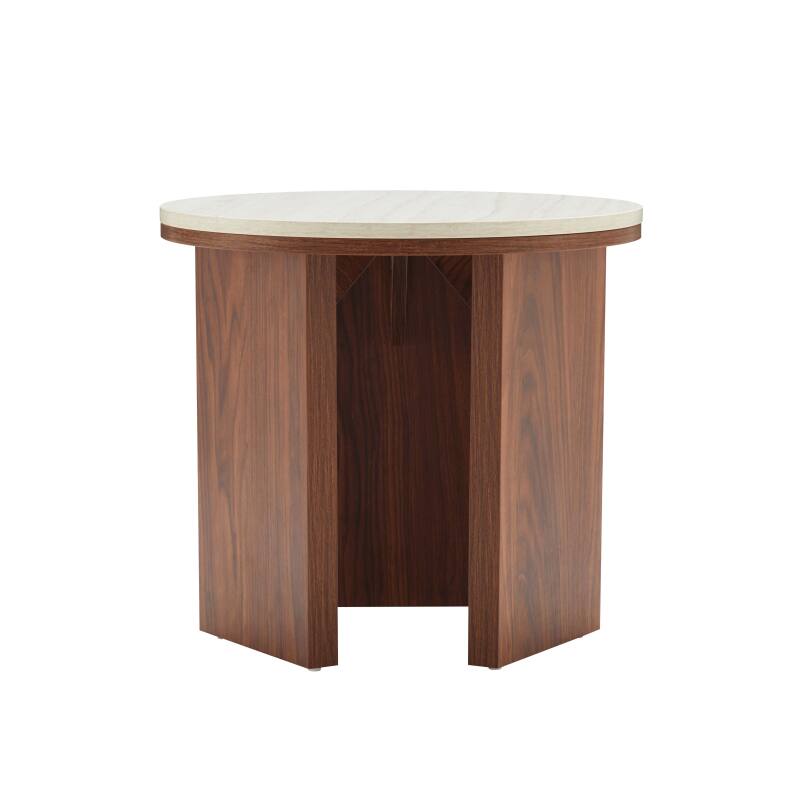 Mesa de centro efecto madera FSC® redonda Ø50 cm (3/7)