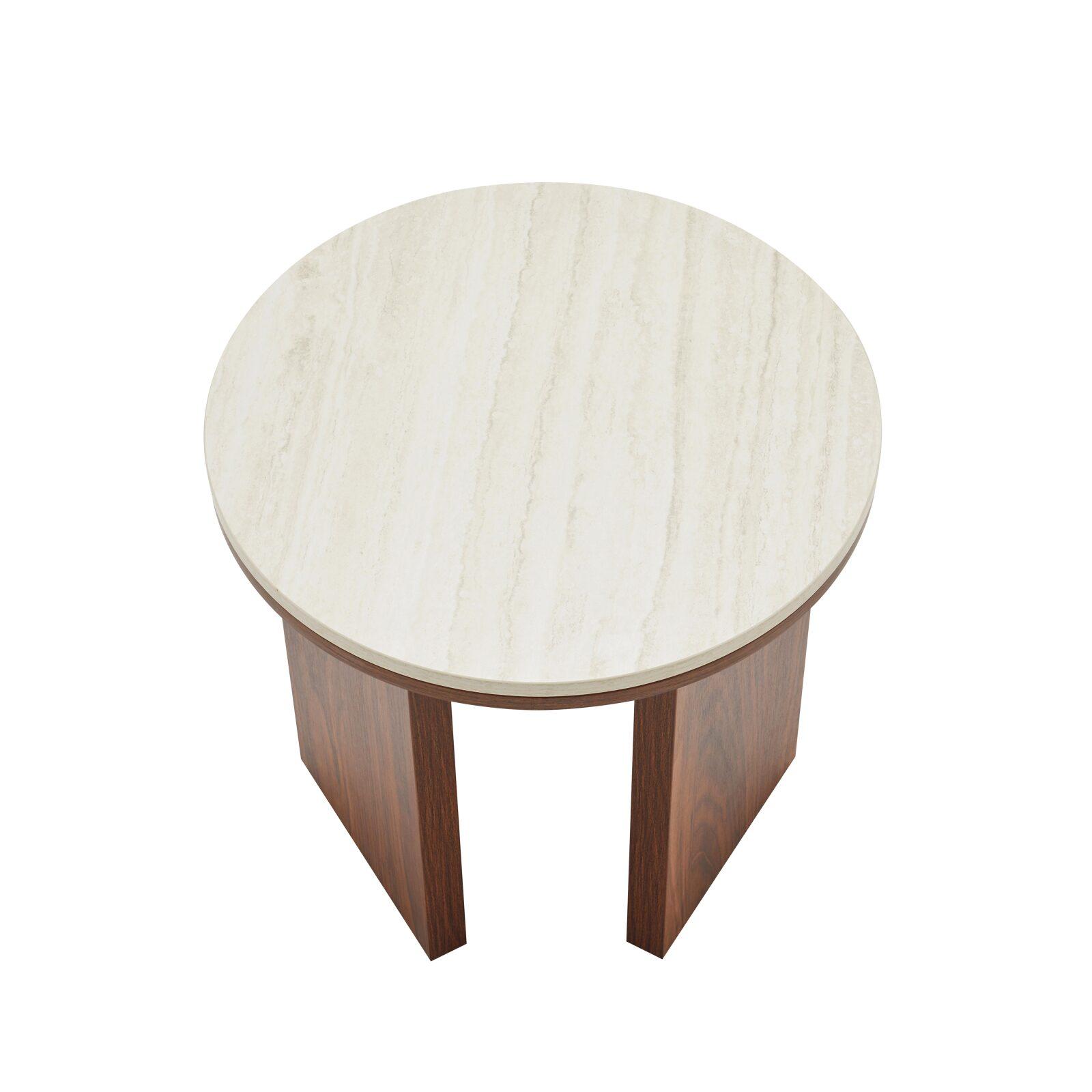 Mesa de centro efecto madera FSC® redonda Ø50 cm
