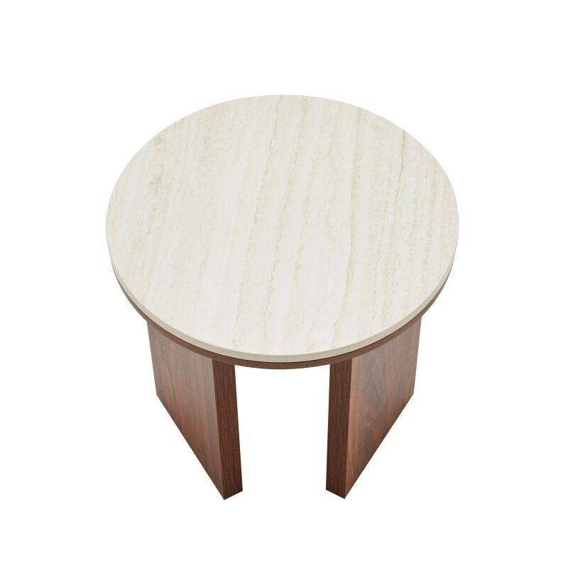 Mesa de centro efecto madera FSC® redonda Ø50 cm (4/7)