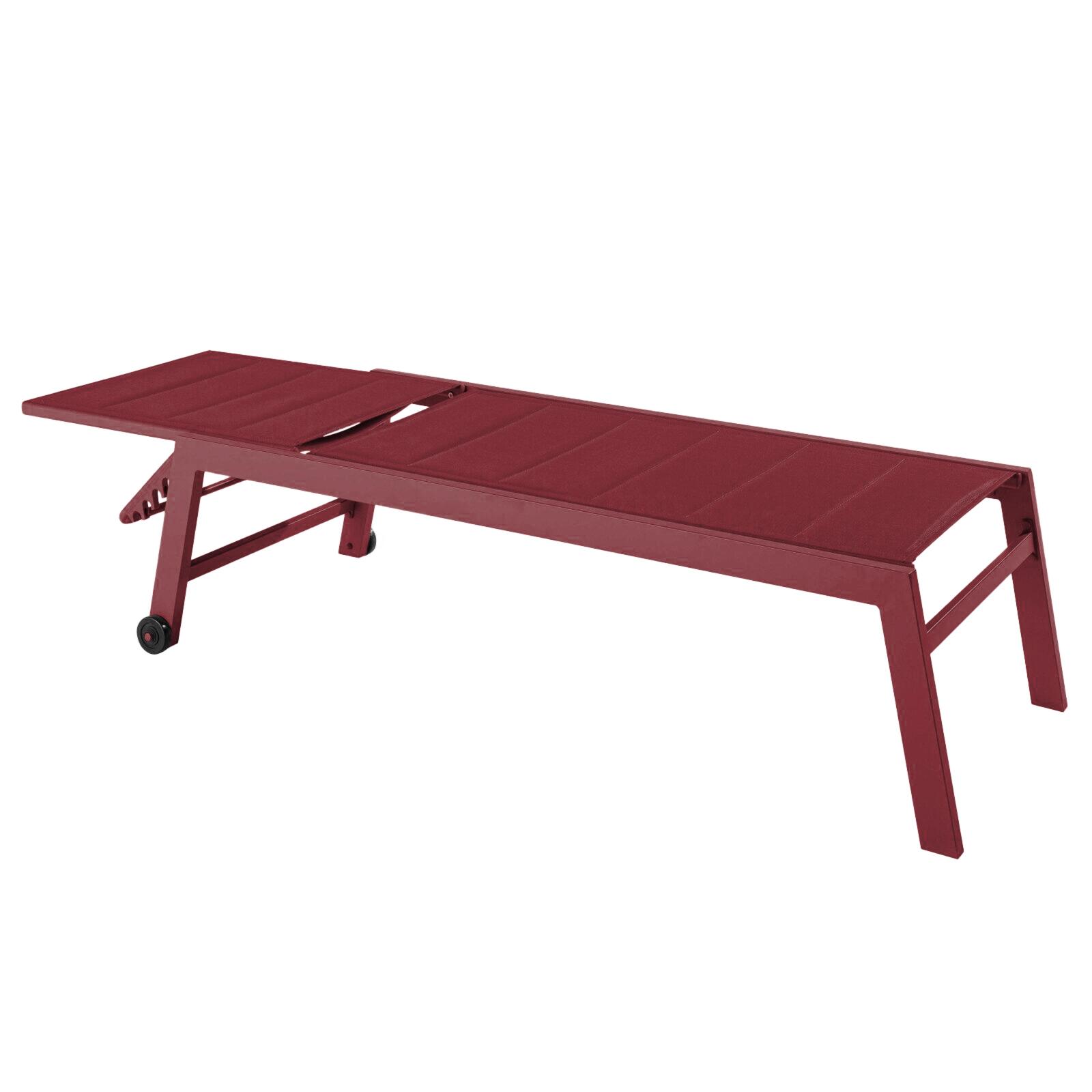 Tumbonas de aluminio y textileno reclinables 5 posiciones con ruedas - Lote de 2