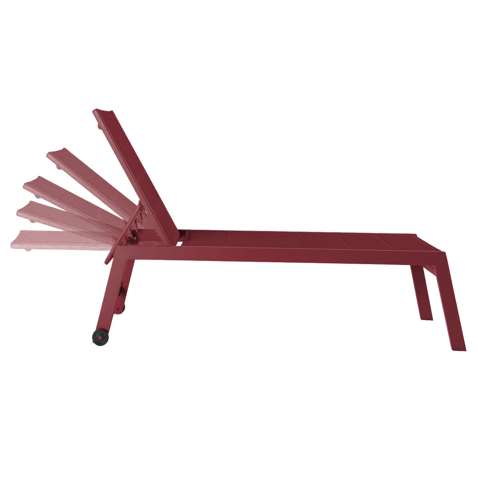 Tumbonas de aluminio y textileno reclinables 5 posiciones con ruedas - Lote de 2