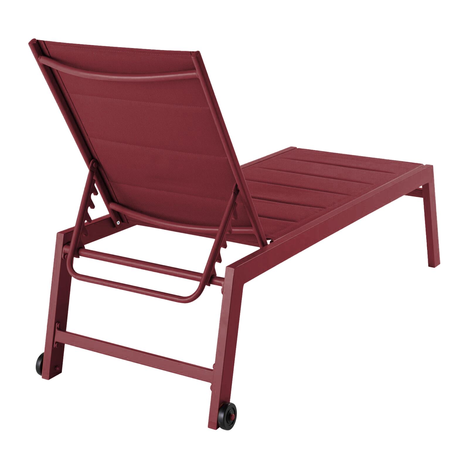 Tumbonas de aluminio y textileno reclinables 5 posiciones con ruedas - Lote de 2