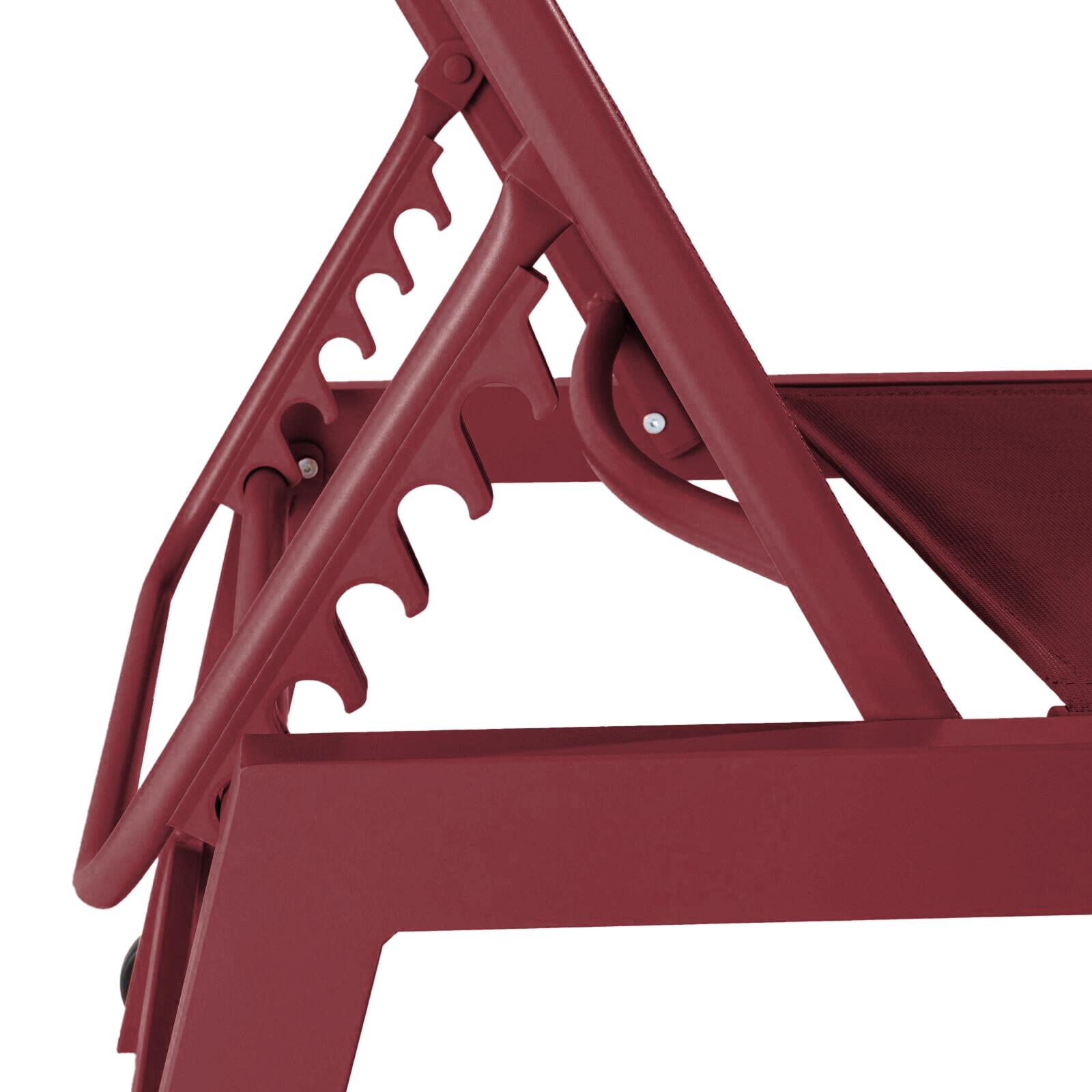 Tumbonas de aluminio y textileno reclinables 5 posiciones con ruedas - Lote de 2